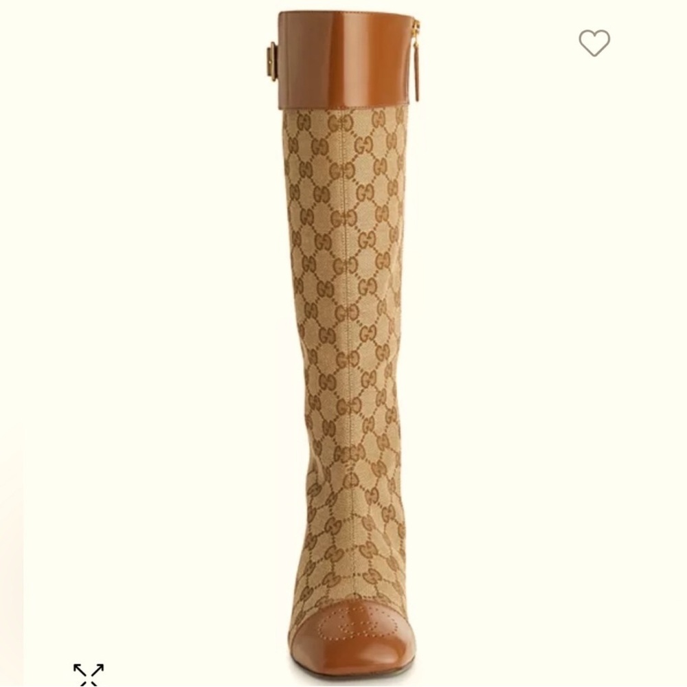 Gucci Tan and Brown Patterned Heeled Boots - Picture 2 of 8